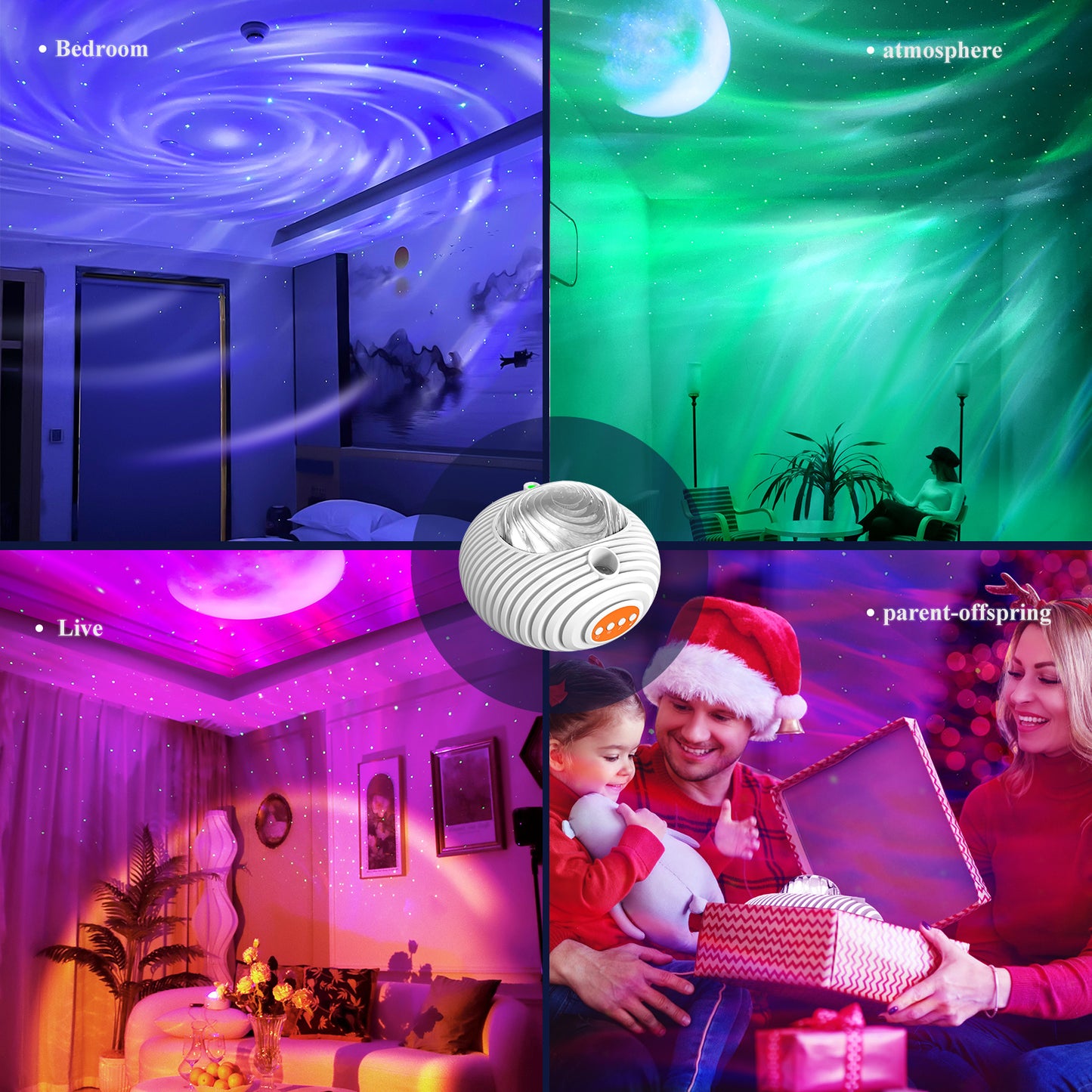New Double Effect Northern Lights Projector Lamp Milky Way Atmosphere Lamp Starry Sky Lamp White Noise Projector Lamp With Rometes