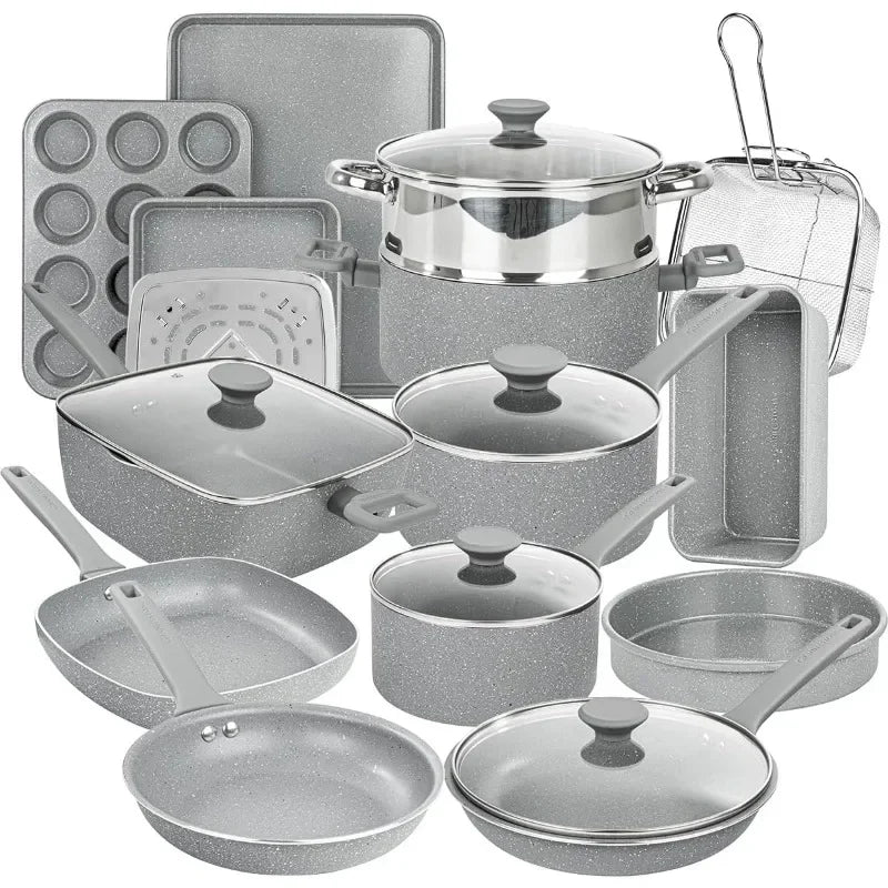 Granitestone 20 Pc Pots and Pans Set Non Stick Cookware Set, Kitchen Cookware Set