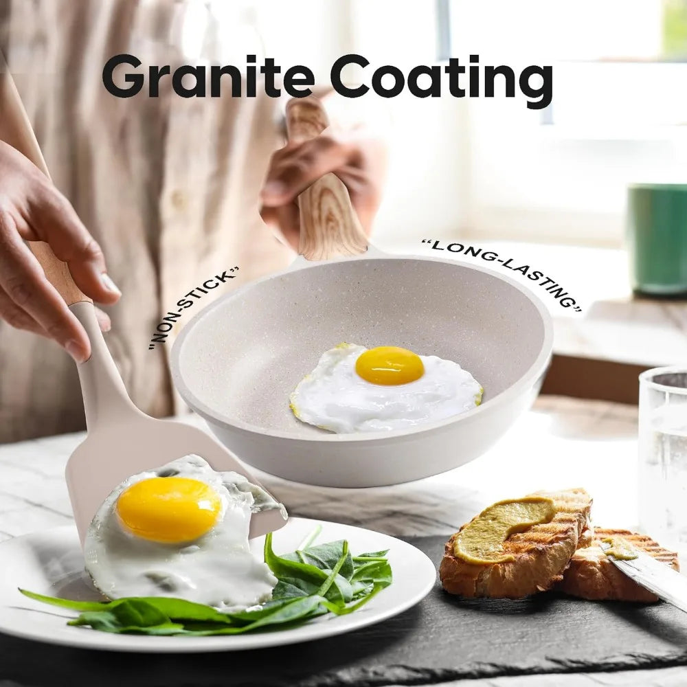 Kitchen Nonstick Cookware Sets Granite Frying Pans - HMroll LLC