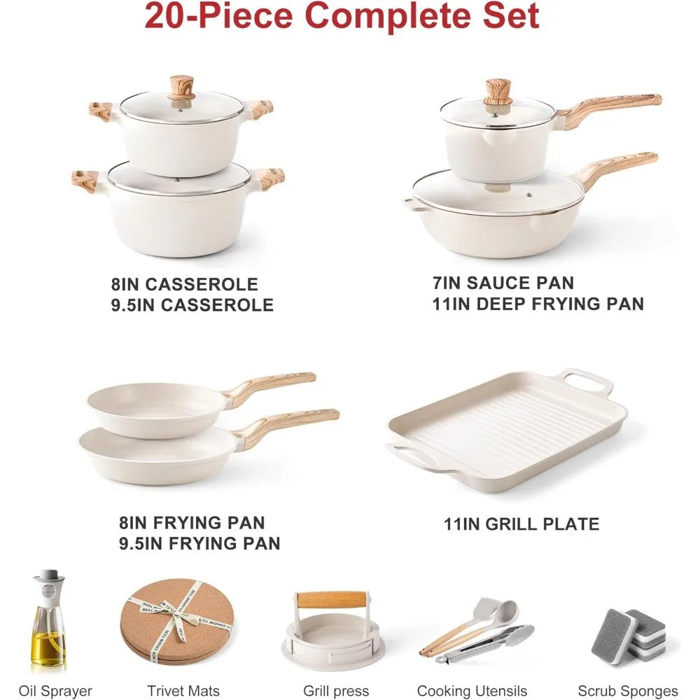 Kitchen Nonstick Cookware Sets Granite Frying Pans - HMroll LLC