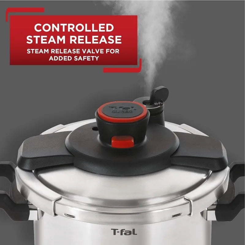 T-fal Clipso Stainless Steel Pressure Cooker (8 Quart): Elevate Your Cooking Game! - HMroll LLC