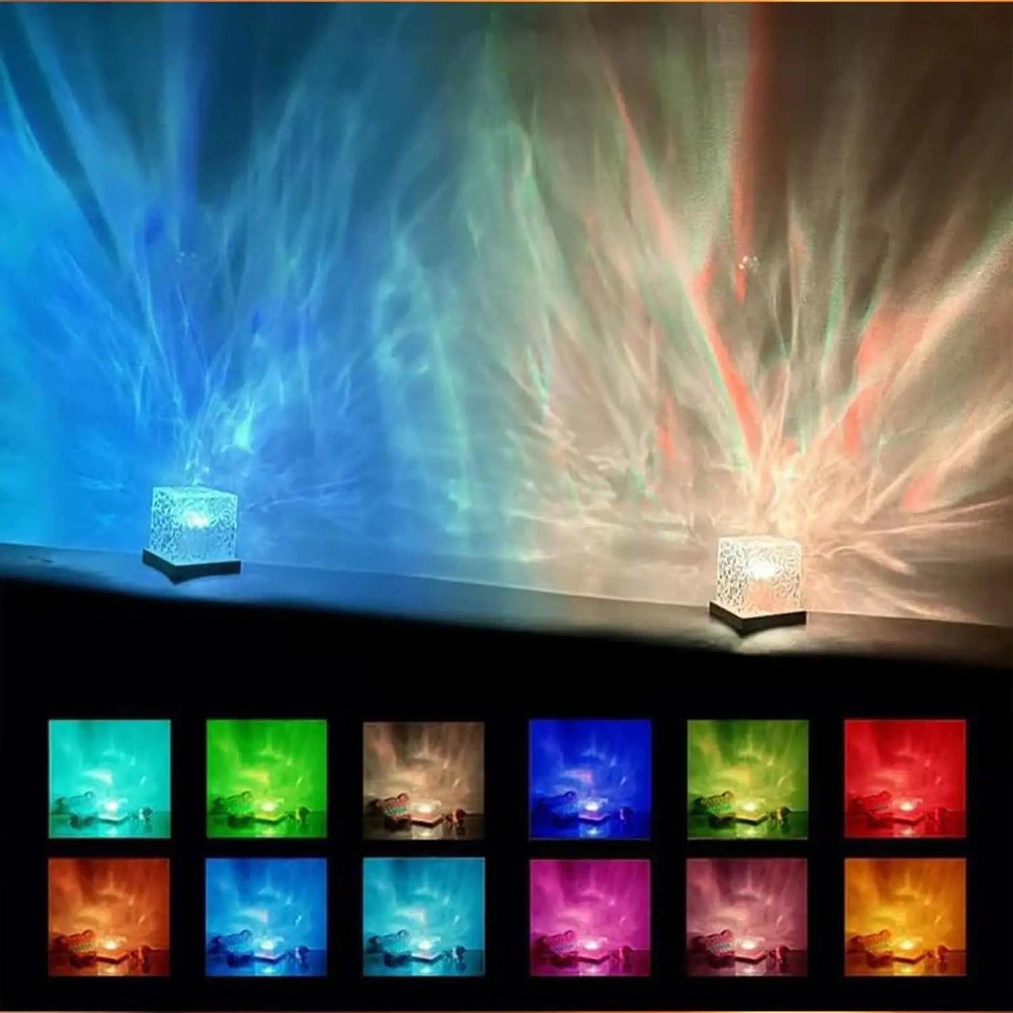 Ocean Wave Projector Light 16 Colors Midnight Aura Aurora Glow Lamp Home Office Bar Restaurant Underwater Projector Night Light - HMroll LLC