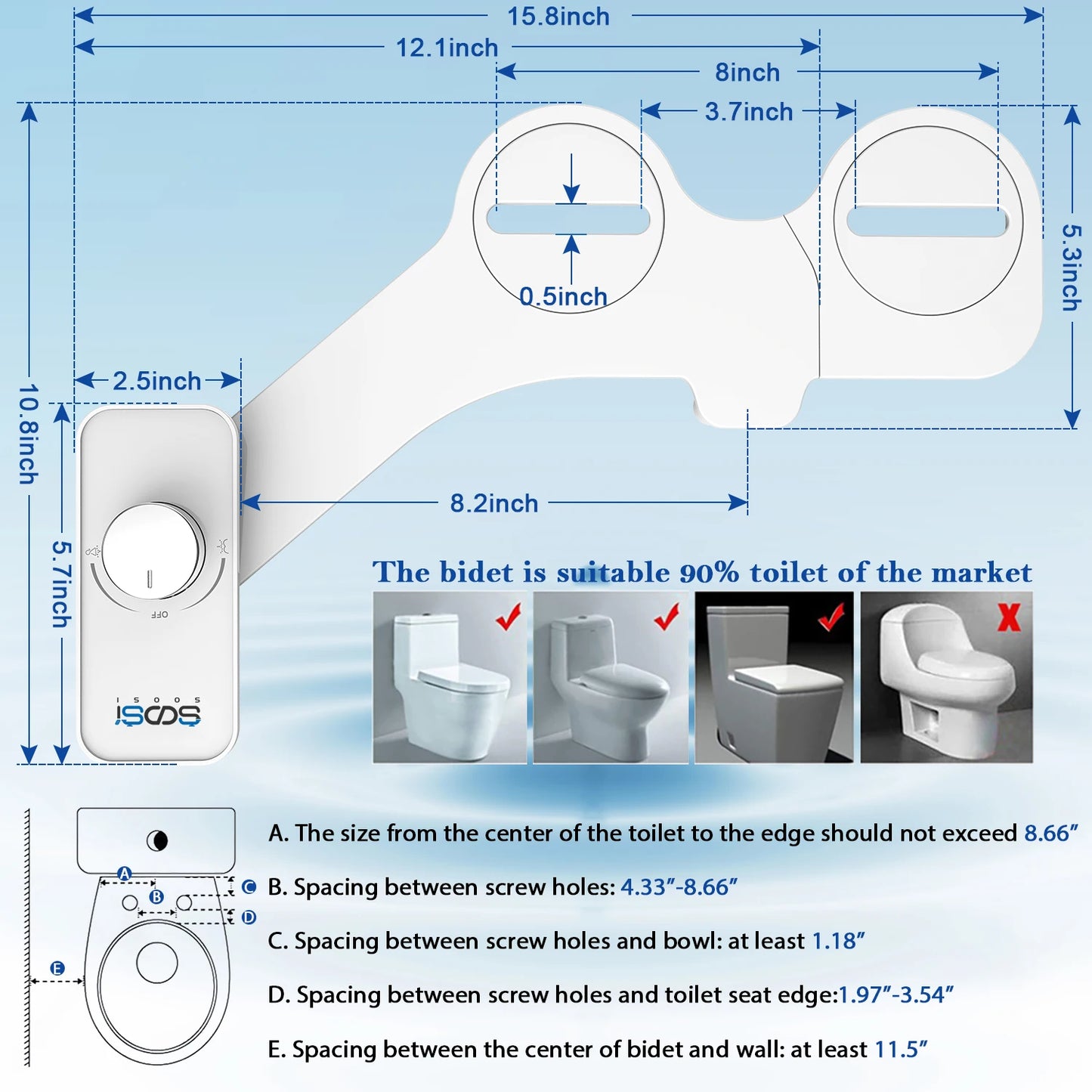 Non-Electric Toilet Seat Bidet Attachment with Double Nozzle and Spiral Adjustable Water, Elevate Your Bathroom Hygiene! - HMroll LLC