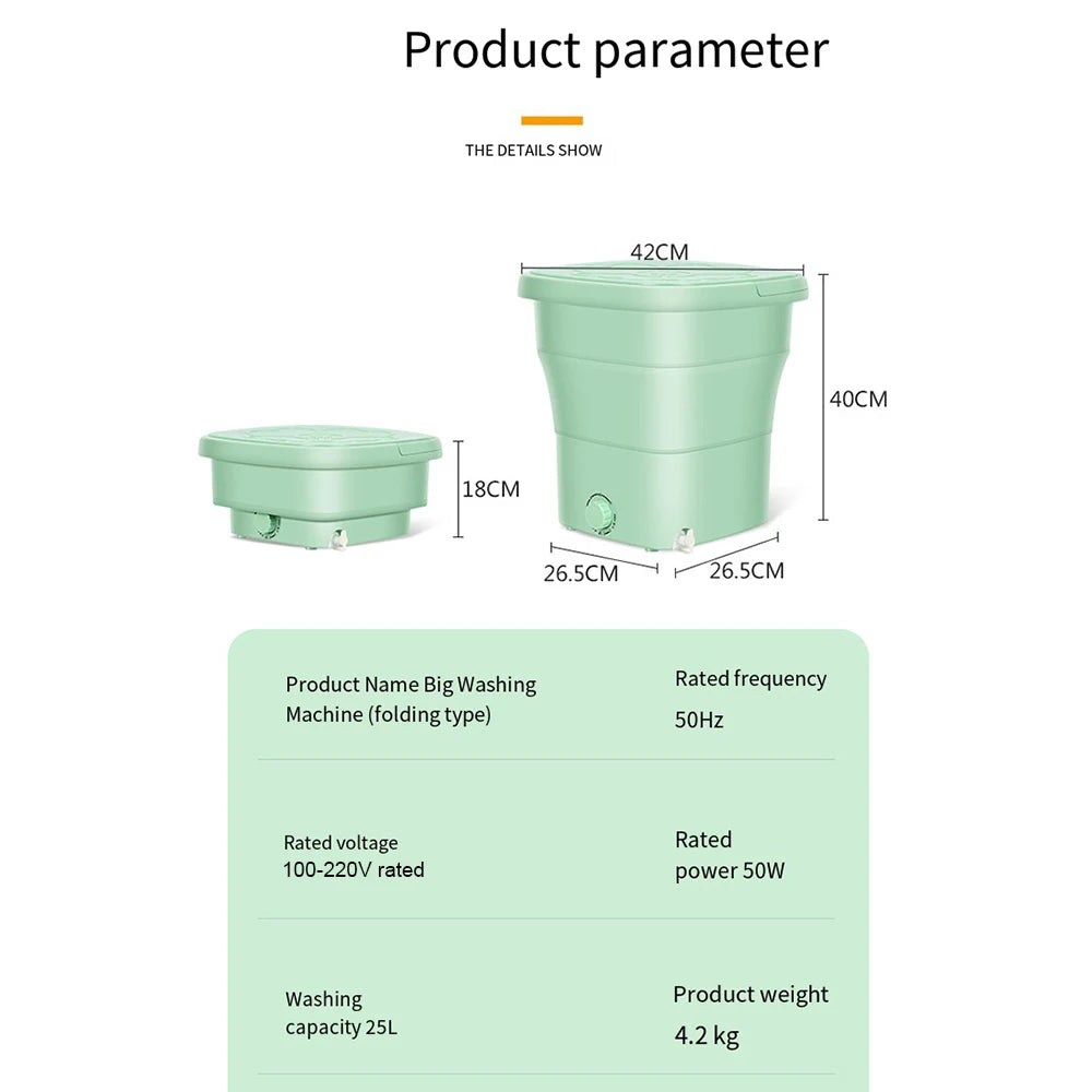 Large Portable Washing Machine Folding and Dryer Bucket for Clothes Socks Underwear Mini Washer - HMroll LLC