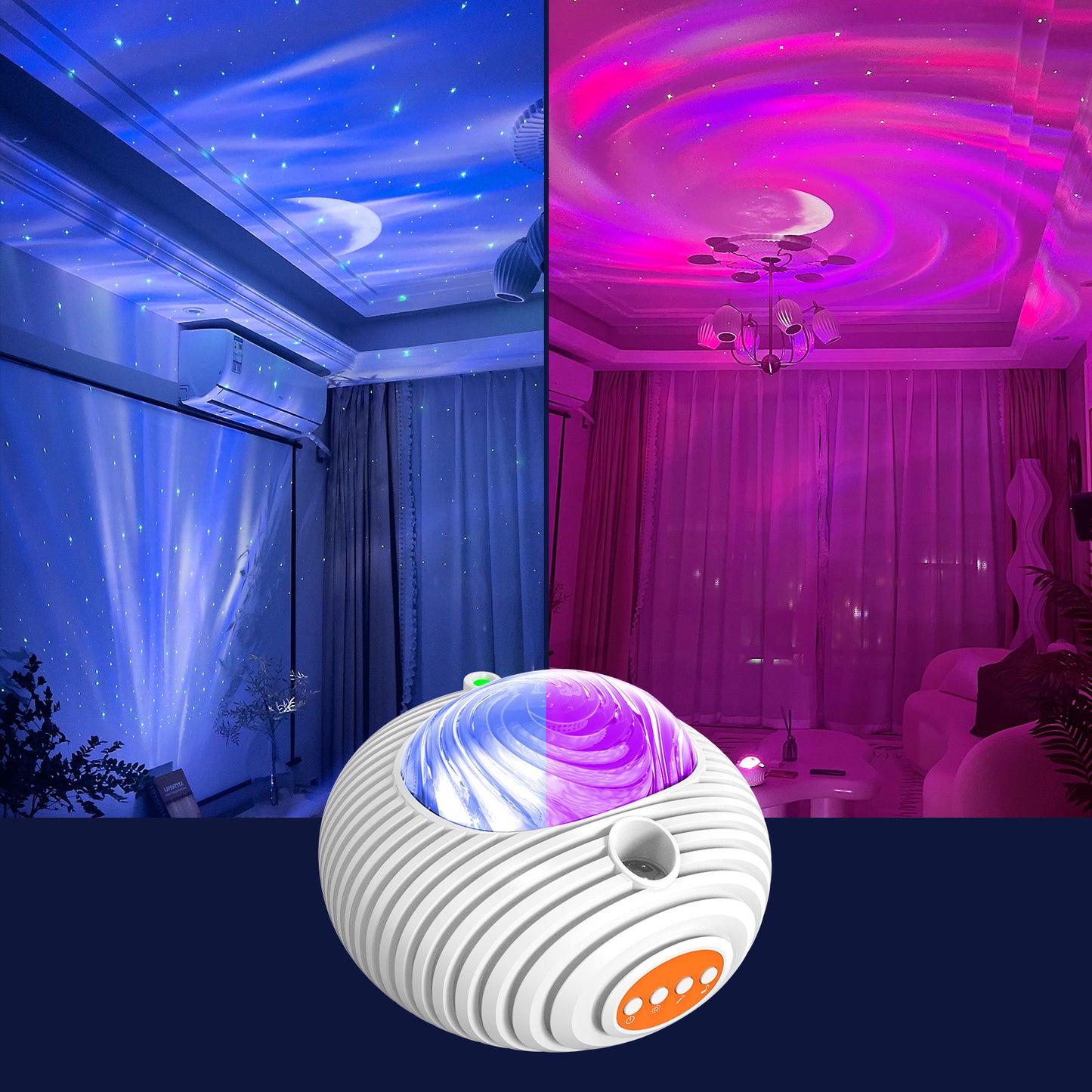 New Double Effect Northern Lights Projector Lamp Milky Way Atmosphere Lamp Starry Sky Lamp White Noise Projector Lamp With Rometes