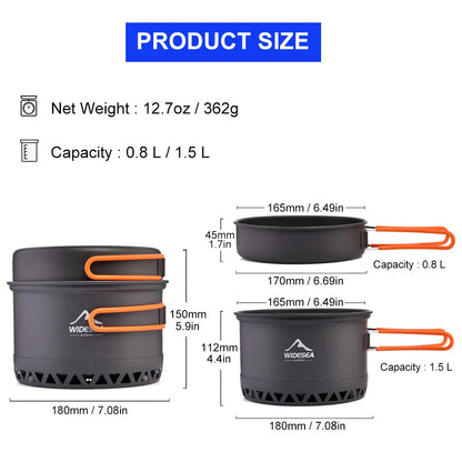 Widesea Camping Cookware Set is designed for outdoor enthusiasts who love cooking while on the go