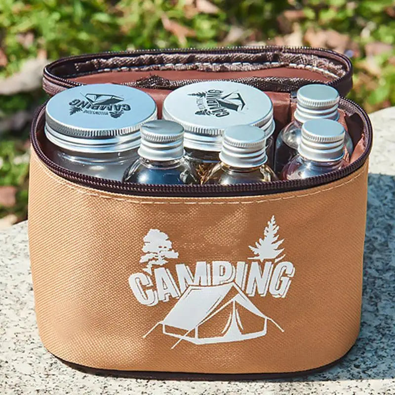 Outdoor Spice Shaker Seasoning Dispenser Containers Camping Seasoning Bottle Camping Spice Kit Set with Convenient Storage Bag - HMroll LLC