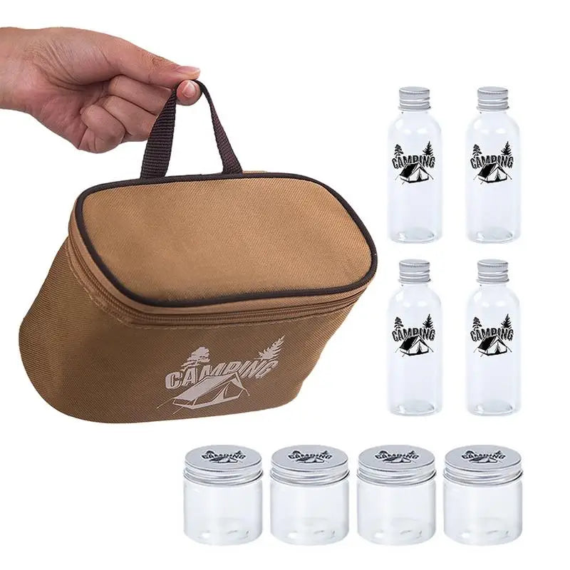 Outdoor Spice Shaker Seasoning Dispenser Containers Camping Seasoning Bottle Camping Spice Kit Set with Convenient Storage Bag - HMroll LLC