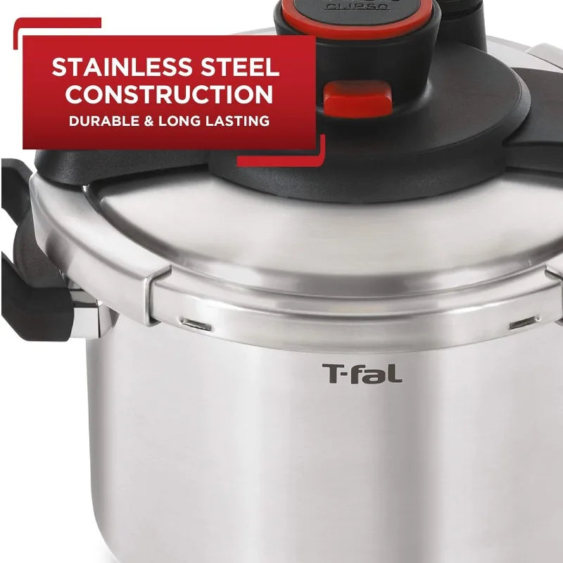T-fal Clipso Stainless Steel Pressure Cooker (8 Quart): Elevate Your Cooking Game! - HMroll LLC