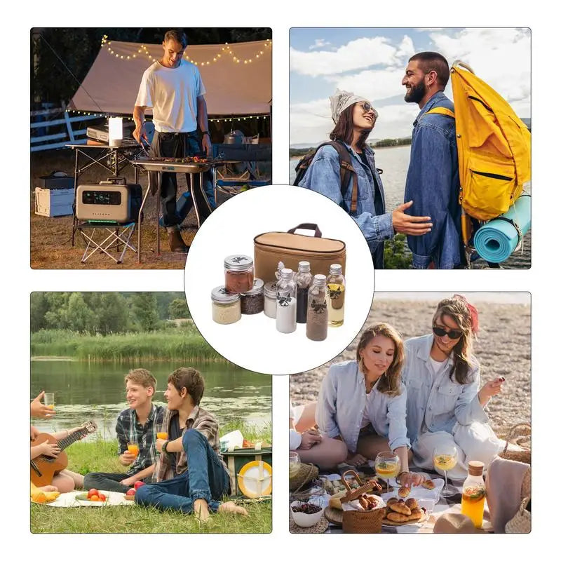 Outdoor Spice Shaker Seasoning Dispenser Containers Camping Seasoning Bottle Camping Spice Kit Set with Convenient Storage Bag - HMroll LLC
