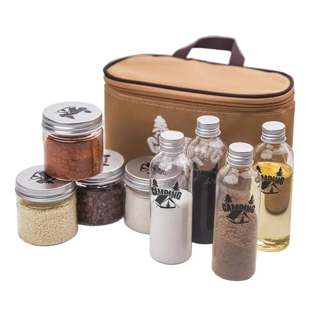 Outdoor Spice Shaker Seasoning Dispenser Containers Camping Seasoning Bottle Camping Spice Kit Set with Convenient Storage Bag - HMroll LLC