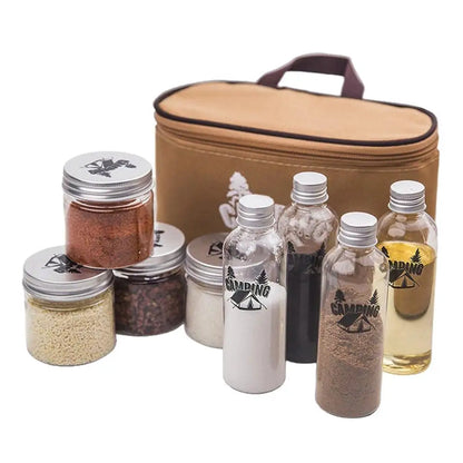 Outdoor Spice Shaker Seasoning Dispenser Containers Camping Seasoning Bottle Camping Spice Kit Set with Convenient Storage Bag - HMroll LLC