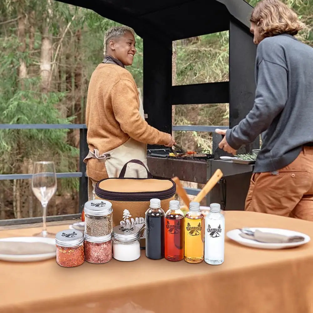 Outdoor Spice Shaker Seasoning Dispenser Containers Camping Seasoning Bottle Camping Spice Kit Set with Convenient Storage Bag - HMroll LLC