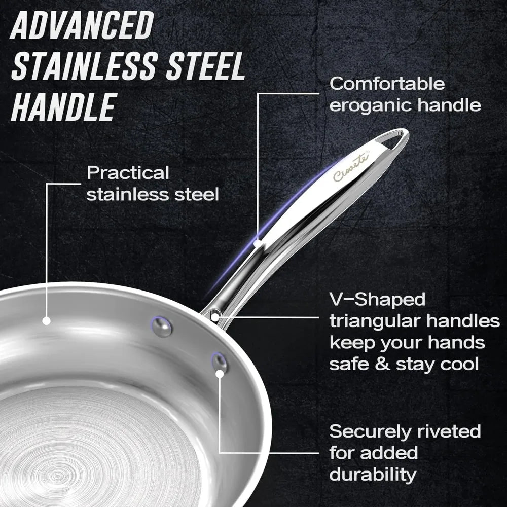 Tri-Ply Stainless Steel Pots and Pans Set 11-PC - HMroll LLC