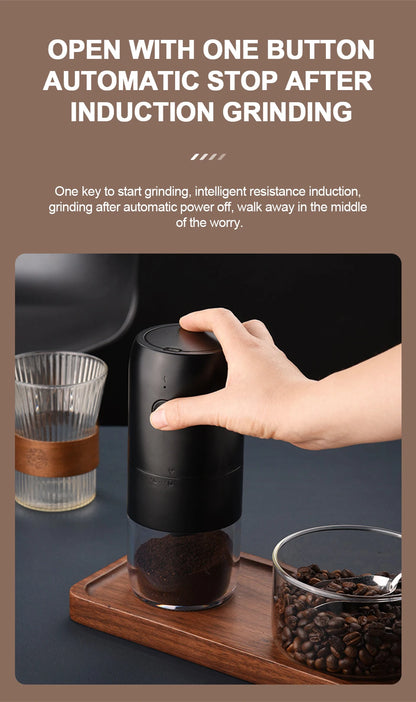 Wireless Electric Coffee Grinder Machine Type-C Charging Portable Coffee Bean Mill Coarse Grains Spice Herb Crusher Kitchen Tool - HMroll LLC