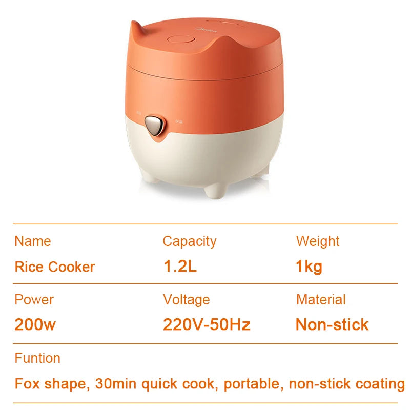 Upgrade Your Kitchen with the Adorable Kawayi Kitty Mini Rice Cooker - 1.2L Domestic Cooking Pot with Smart One-Key Function