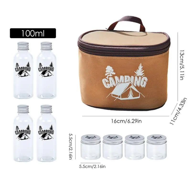 Outdoor Spice Shaker Seasoning Dispenser Containers Camping Seasoning Bottle Camping Spice Kit Set with Convenient Storage Bag - HMroll LLC