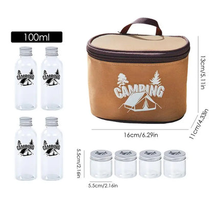 Outdoor Spice Shaker Seasoning Dispenser Containers Camping Seasoning Bottle Camping Spice Kit Set with Convenient Storage Bag - HMroll LLC
