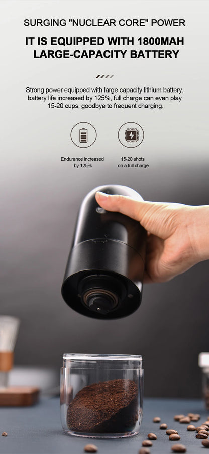 Wireless Electric Coffee Grinder Machine Type-C Charging Portable Coffee Bean Mill Coarse Grains Spice Herb Crusher Kitchen Tool - HMroll LLC