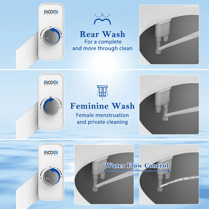 Non-Electric Toilet Seat Bidet Attachment with Double Nozzle and Spiral Adjustable Water, Elevate Your Bathroom Hygiene!