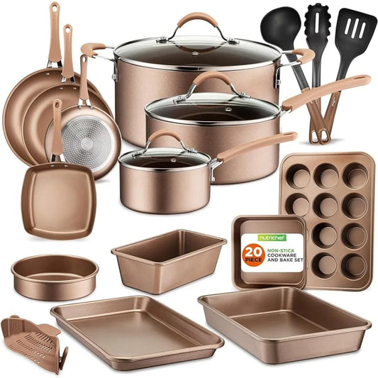 Kitchen Cookware Set in Matt Gold: Elevate Your Culinary Experience!