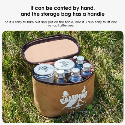 Outdoor Spice Shaker Seasoning Dispenser Containers Camping Seasoning Bottle Camping Spice Kit Set with Convenient Storage Bag - HMroll LLC